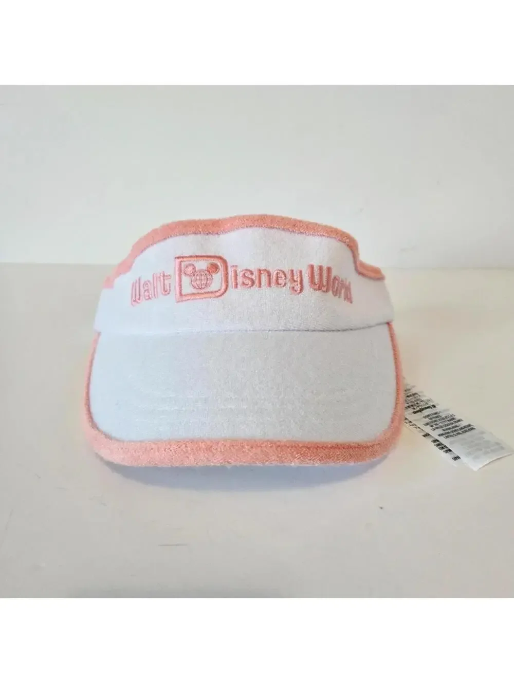 Walt Disney World Park White and Pink Terry Cloth Visor
